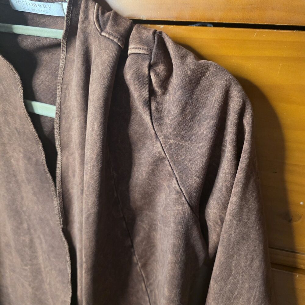 Testimony Los Angeles Brown Mineral Wash Open Cardigan Size Medium Western - Picture 2 of 11